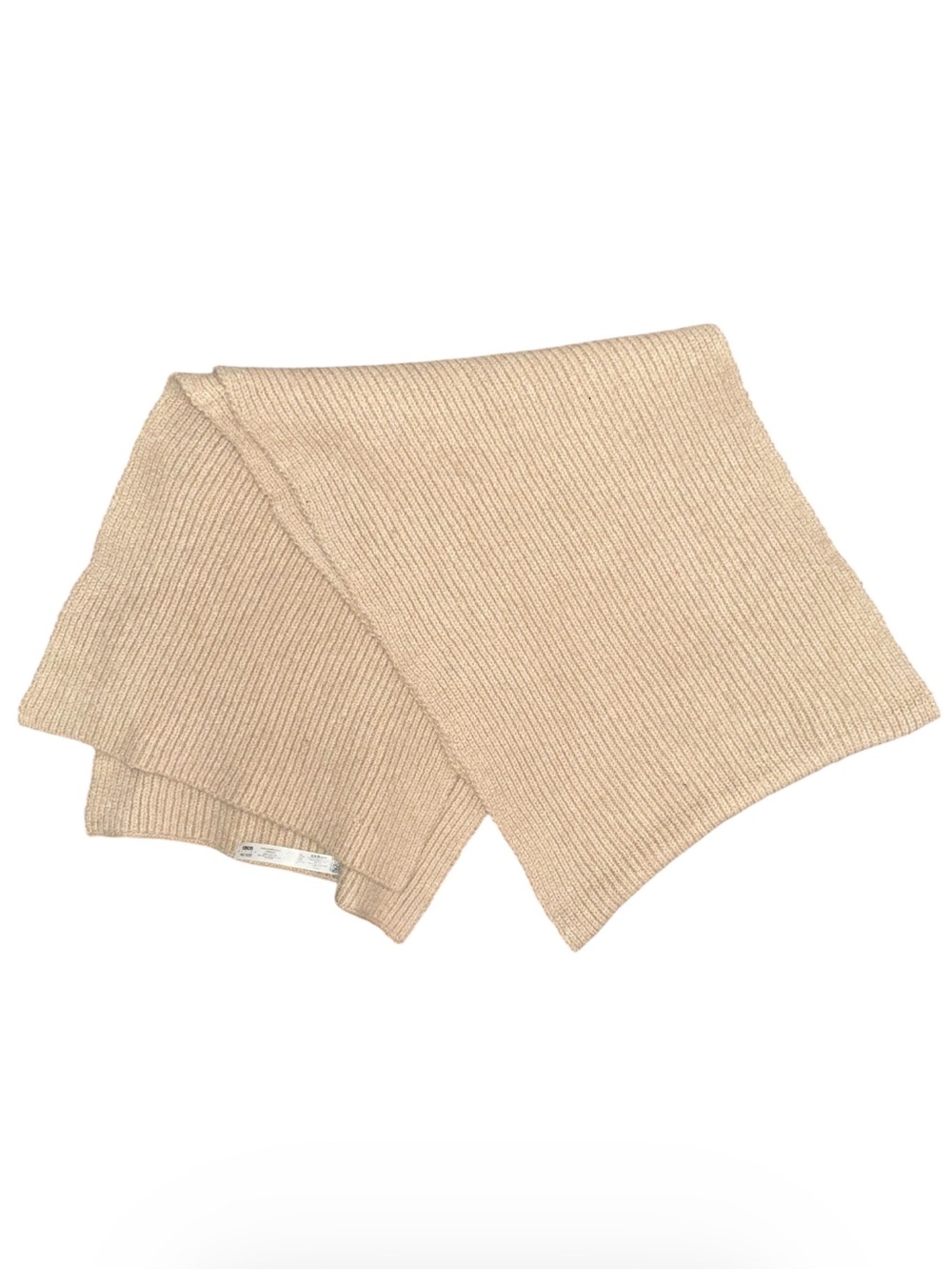 Beige Ribbed Knit Scarf